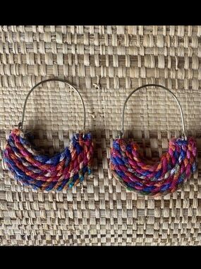Handmade Multicolor Braided Hoop Earrings - Women's Jewelry